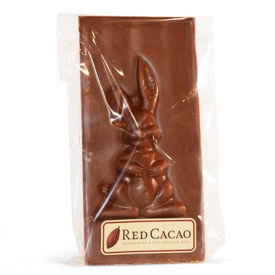 Block of milk chocolate with Easter bunny figure in it