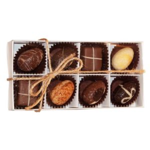 Eight piece selection box of easter truffles