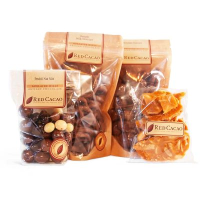 A selection of chocolates specially selected for a movie night at home with pretzels
